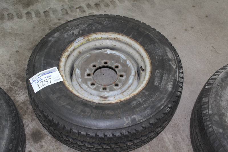 Lot of (1) 8-Bolt Steel Wheel w Firestone Transforce LT24575R16 Light Truck Tire