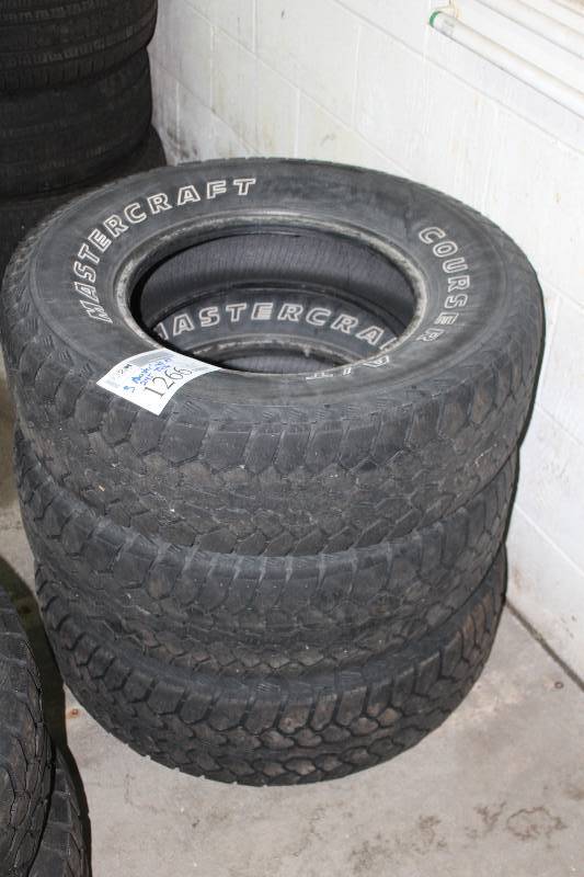 Lot of (3) Mastercraft AT P24575R16 Tires w Raised Outlined White Lettering