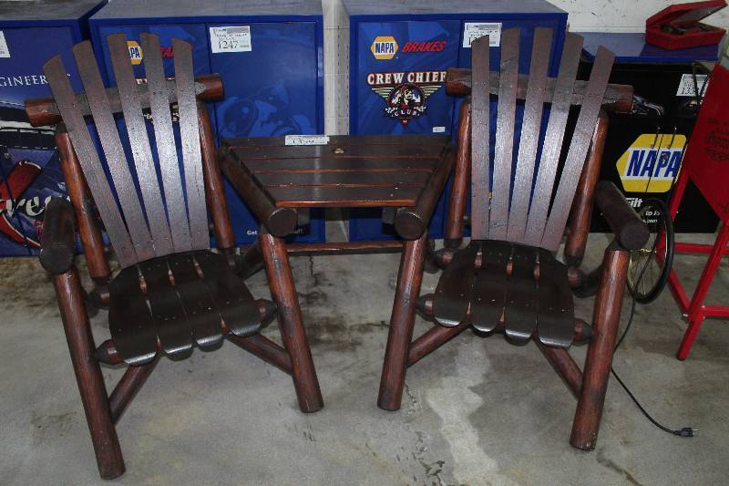 Wood Adirondack Table & Chair Set