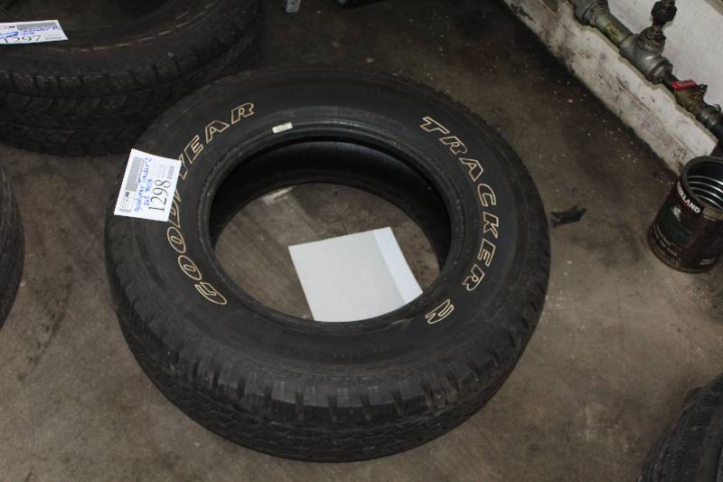 Lot of (1) Goodyear Tracker 2 P26570R17 Tire w Raised Outlined White Lettering