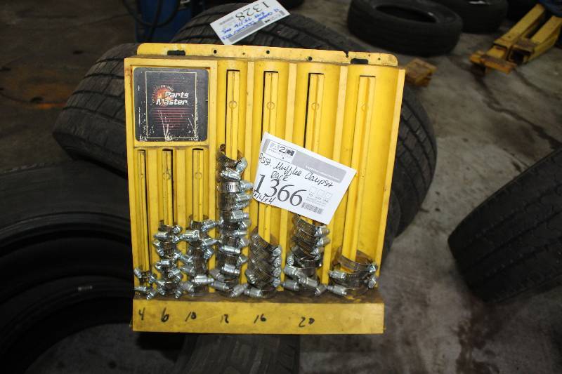 Assorted Hose Clamps & Rack