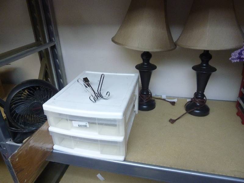 lot 62 image: Storage Cabinet, Lamps and More