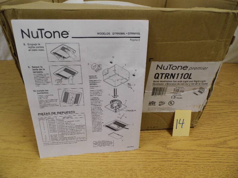 Nutone Premiere Fan w Light and Nightlight