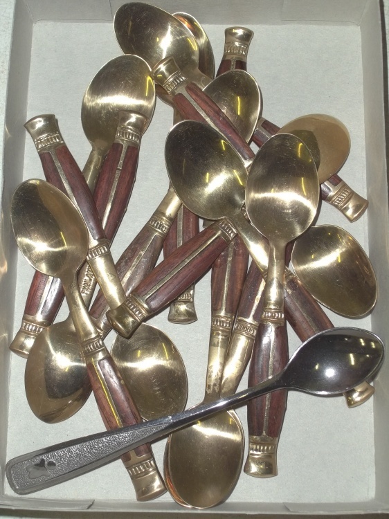 lot 130 image: Brass spoons