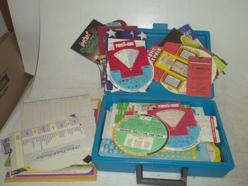 lot 267 image: Case with large assortment of slide rulers