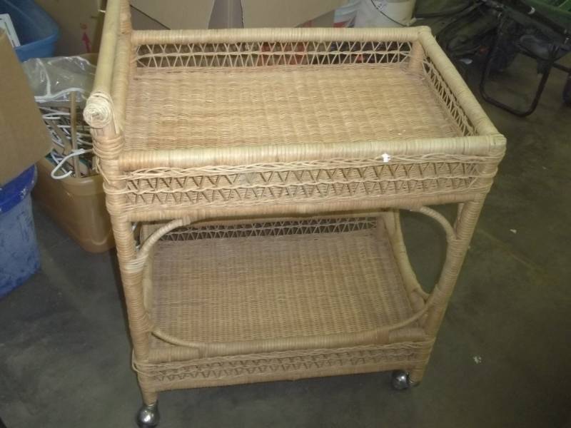 lot 366 image: Wicker Kitchen cart with wheels