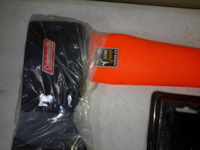 lot 31 image: Coleman Ax with Fiber glass handle,  and 2 Wrench sets as pictured.. See closeups
