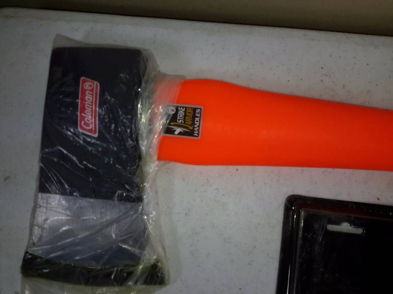 lot 32 image: Coleman Ax with Fiber glass handle,  and 2 Wrench sets as pictured.. See closeups