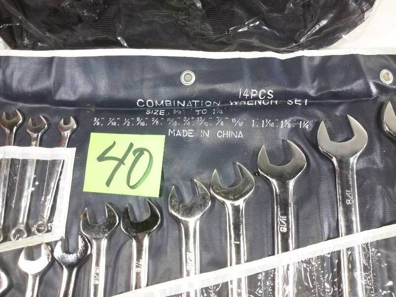 lot 40 image: 14 Piece Combination Wrench set, Regal Canvas Tool Bag