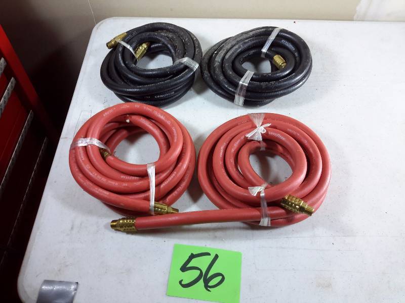 lot 56 image: 2, 300 psi Air hoses, 2 SAE J189  hoses