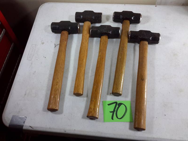 lot 70 image: 5 Steel hammers as pictured