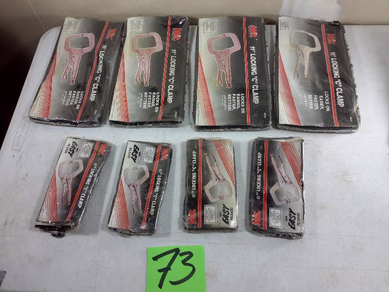 lot 73 image: 4, 11 in Locking C Clamps 4, 6in Locking C Clamps