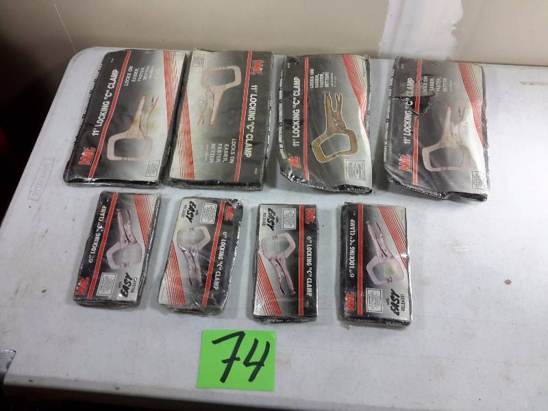 lot 74 image: 4, 11 in Locking C Clamps 4, 6in Locking C Clamps
