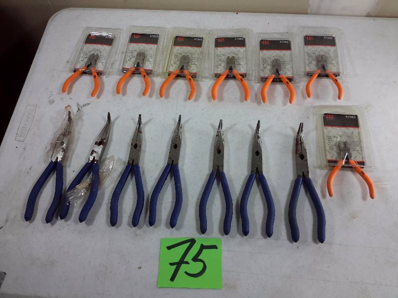 lot 75 image: 7, small nippers 7, bent end need nose pliers