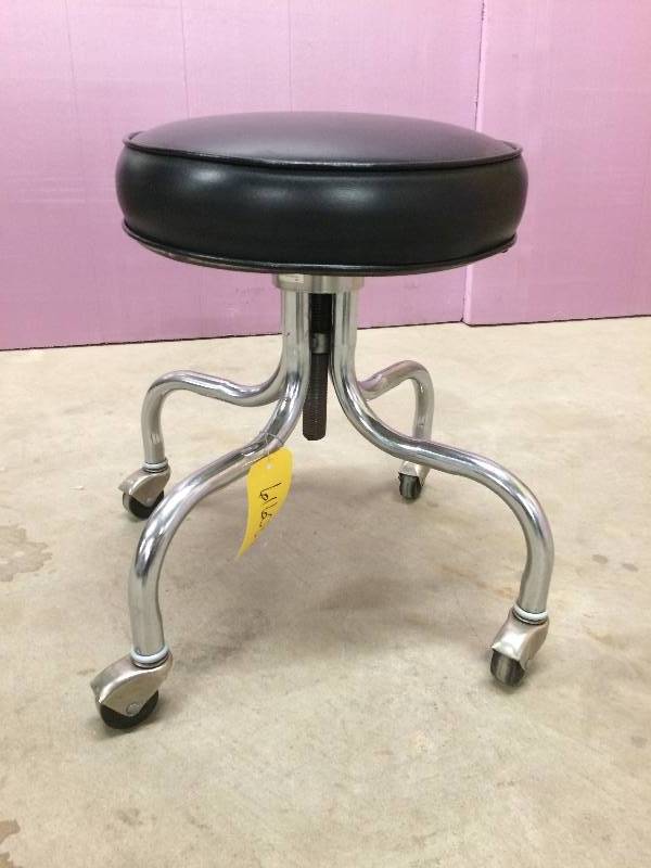 Medical Examination Clinical Rolling Mobile Adjustible Padded Stool - Excellent Condition