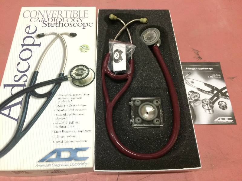Retails New $100 Adscope 601 Convertible Cardiology Stethoscope - Red - Excellent Condition