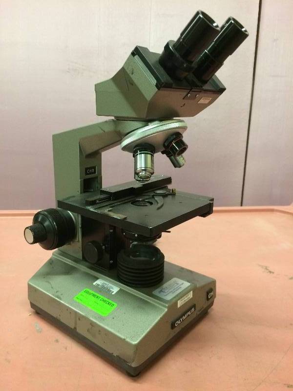 WOW Retails Used $750 Olympus CHBS Binocular Microscope 4x, 10x, 40x, HI 100x Optical - Grey - Good Condition Minor Scuffs