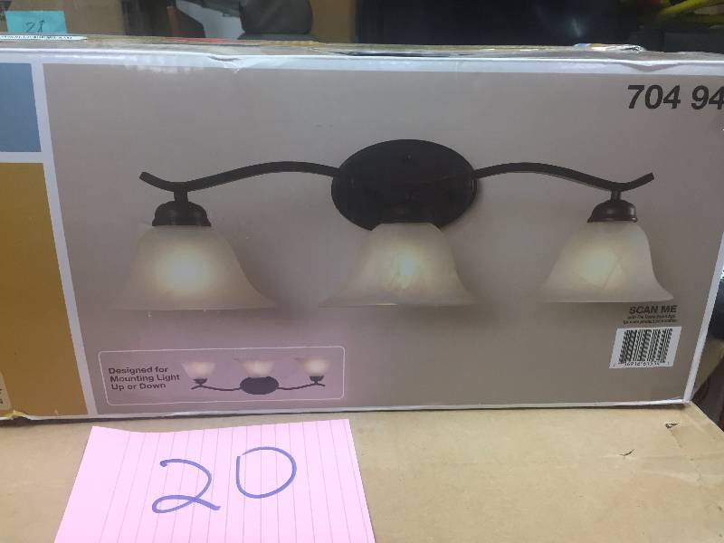 lot 20 image: Hampton Bay 704943 Andenne 3-light Oil Rubbed Bronze Bathroom Light
