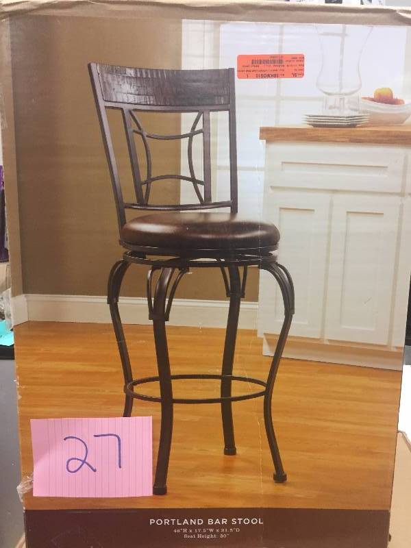 lot 27 image: Portland Bar stool 46x17.5x21.5 Never used