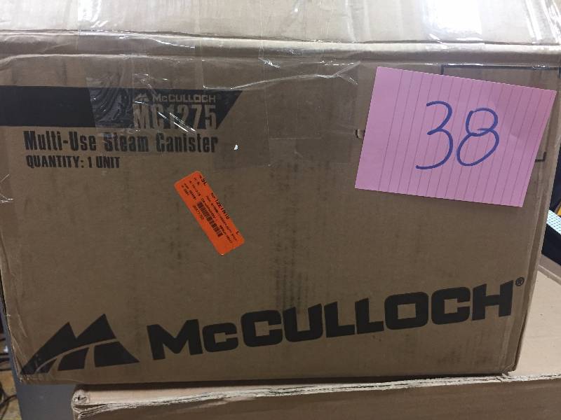 lot 38 image: McCulloch Multi Use Steam Canister MC1275 in like new condition