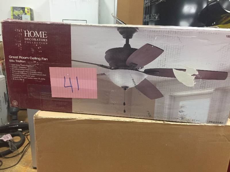 lot 41 image: Home Decorators 60 in Trafton Ceiling Fan never used
