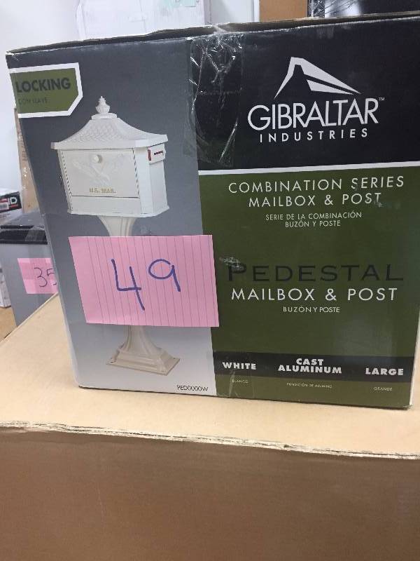 lot 49 image: Gibraltar Combination Series Mailbox and Post