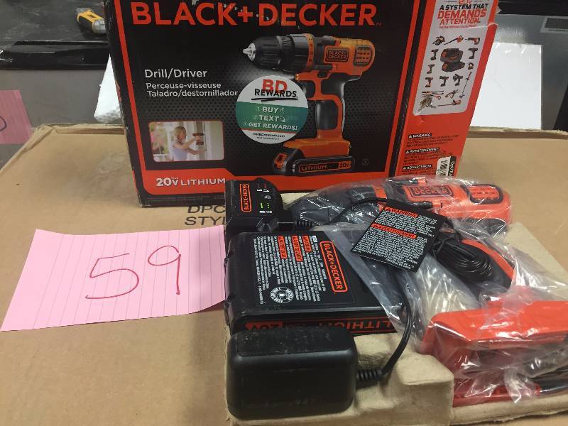 lot 59 image: Black and Decker 20-Volt MAX Lithium-Ion 38 in. Cordless DrillDrive