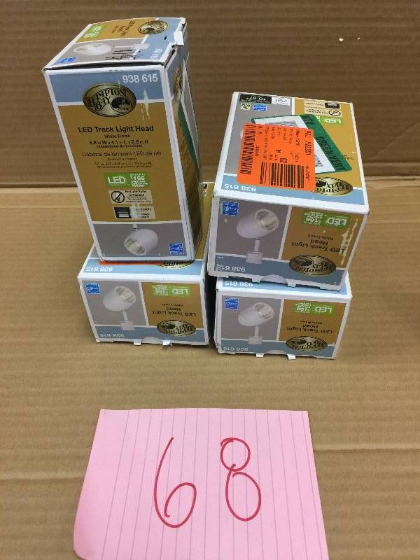 lot 68 image: Set of 4 Hampton Bay 2.56 in. 1-Light White Dimmable LED Track Lighting Head