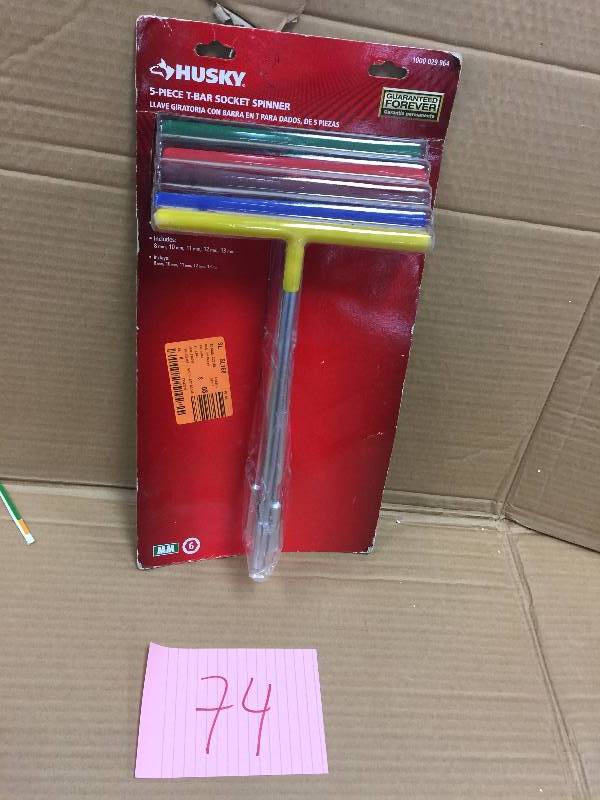 lot 74 image: Husky T-Bar Socket Spinner Metric Set (5-Piece) New