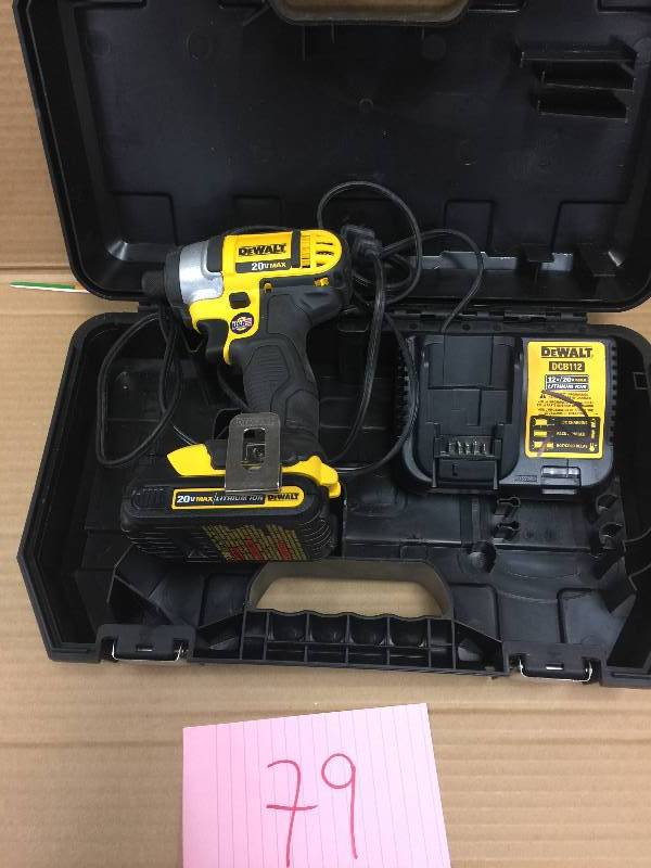 lot 79 image: DEWALT 20-Volt Max Lithium-Ion 14 in. Cordless Impact Driver in like New working conditions