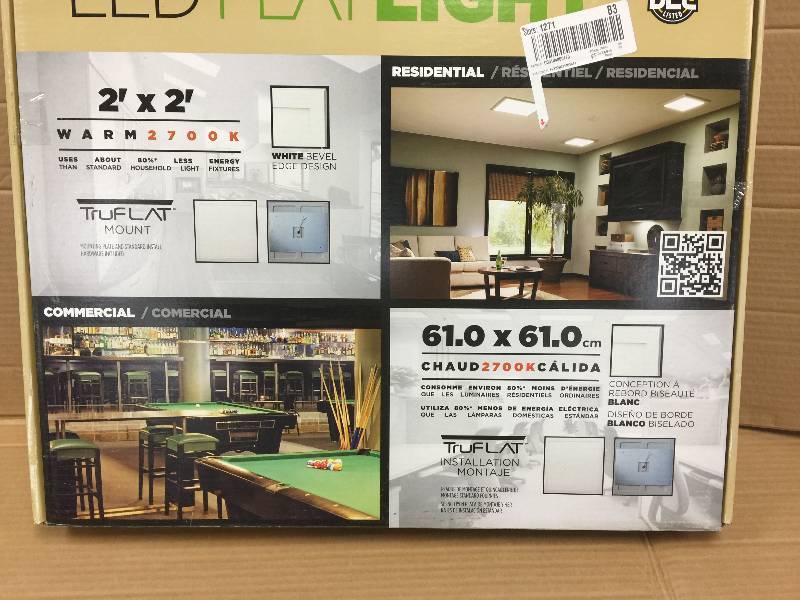 lot 84 image: Pixi 2 ft. x 2 ft. White Edge-Lit LED Flat Light Luminaire, open Box never been used Stock and actual photos used to display item