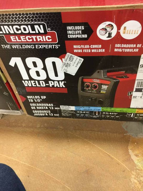 lot 103 image: Lincoln Electric Weld Pak 180 HD Wire Feed Welder, open Box never been used Stock and actual photos used to display item