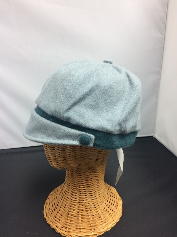 Womens Fashionable Winter Hat, teals and blues w patterned lining