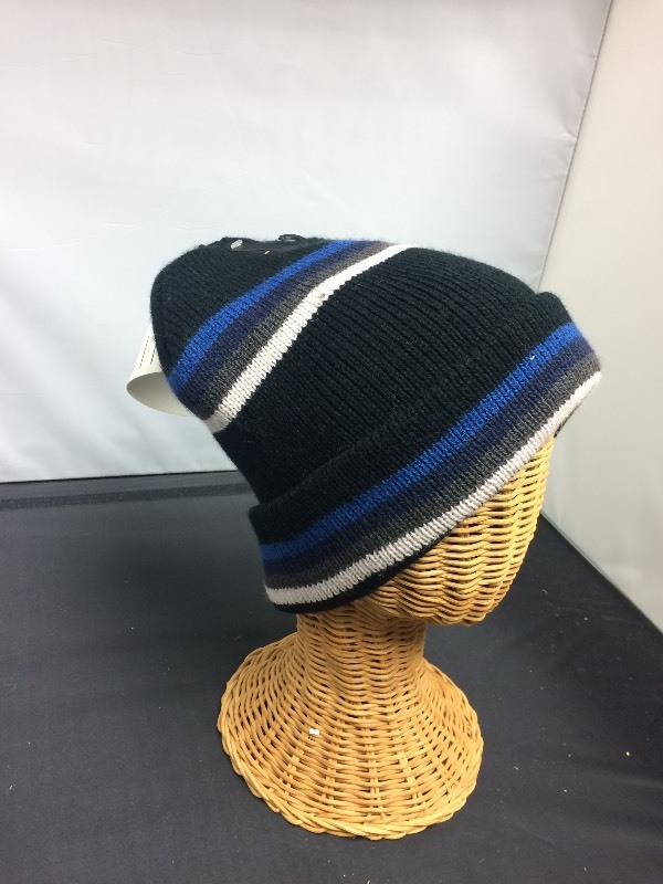 Winter Stocking Hat w stripes & fold