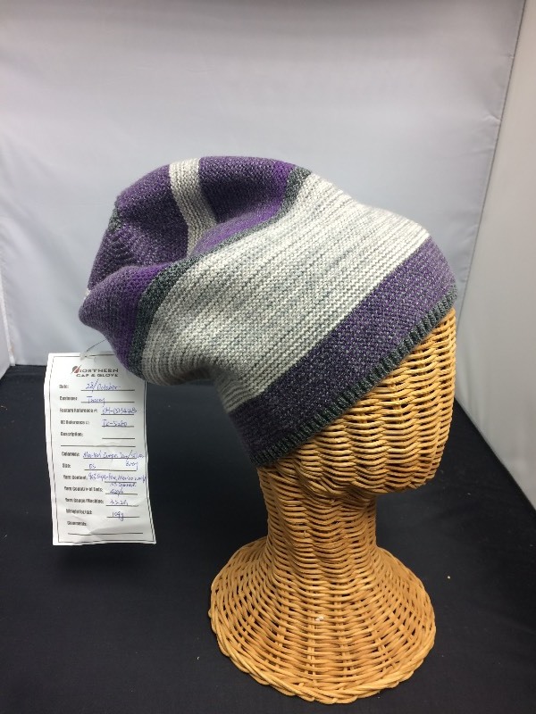 Knit Slouch Beanie Winter Hat, purple & grey