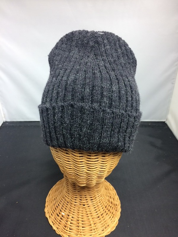 Knit Winter Stocking Cap, dark grey w fold