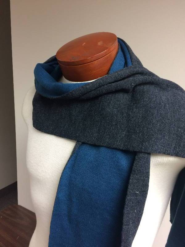 2-sided solids Winter Scarf, blue & grey