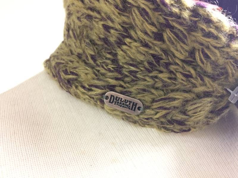 Knitted Neck Scarf, purplegreen w button