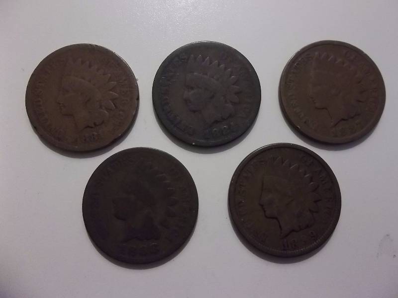 1881, 1884, 1887, 1888, 1889 Indian Head Cents