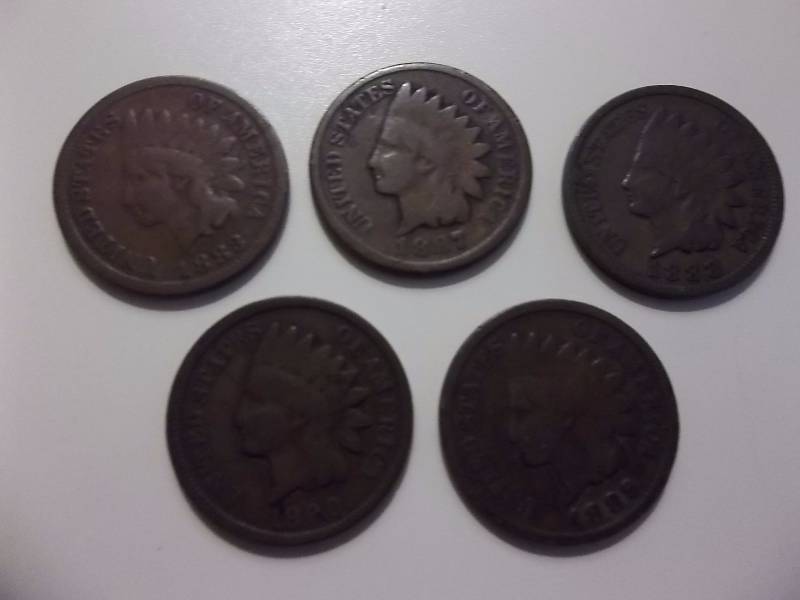 1883, 1887, 1888, 1889, 1890 Indian Head Cents
