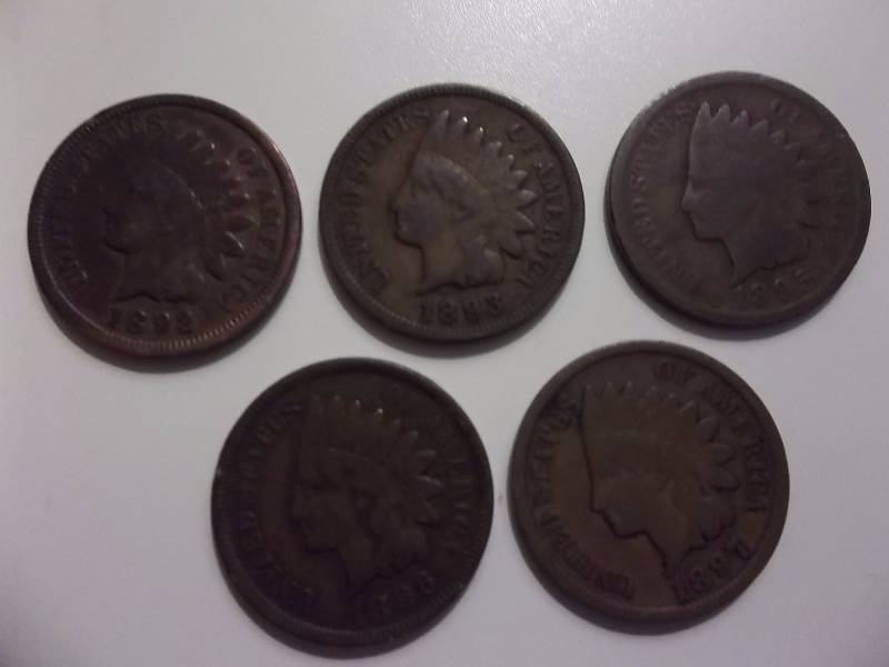 1892, 1893, , 1895, 1896, 1897 Indian Head Cents Better Grades Some Full Liberty