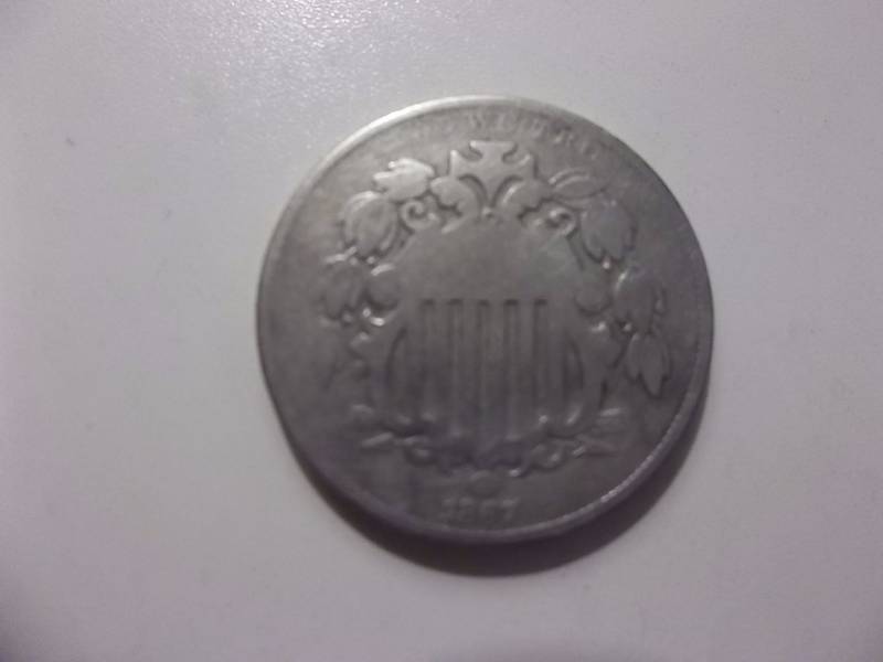 1867 Shield Nickel Rare Date Better Grade ($50-$90 Grey Sheets Value)