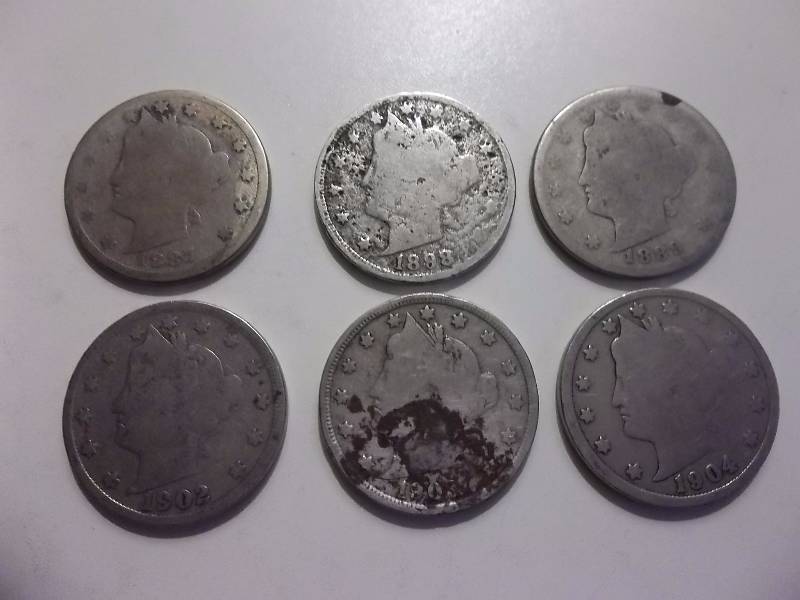 1887, 1888, 1889, 1902, 1903, 1904 V-Nickels