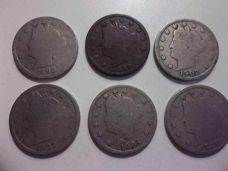 1889, , 1898, , 1902, 1903, 1904, 1906 V-Nickels