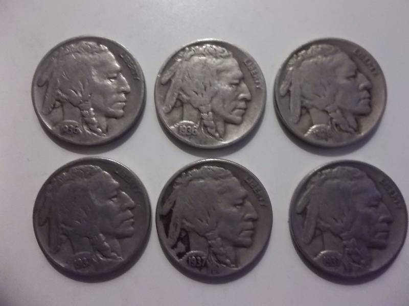 1928, 1936 D, 1936 S, 1937, 1937 D, 1937 S Buffalo Nickels Higher Grades All Strong Dates