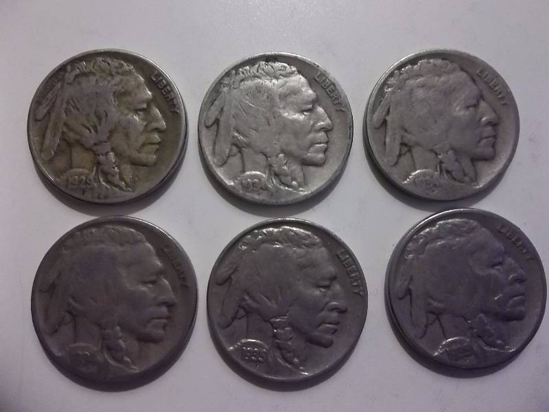 1934 D, 1934, 1929 S, 1934D, 1935, 1935 S Buffalo Nickels Readable To Strong Dates