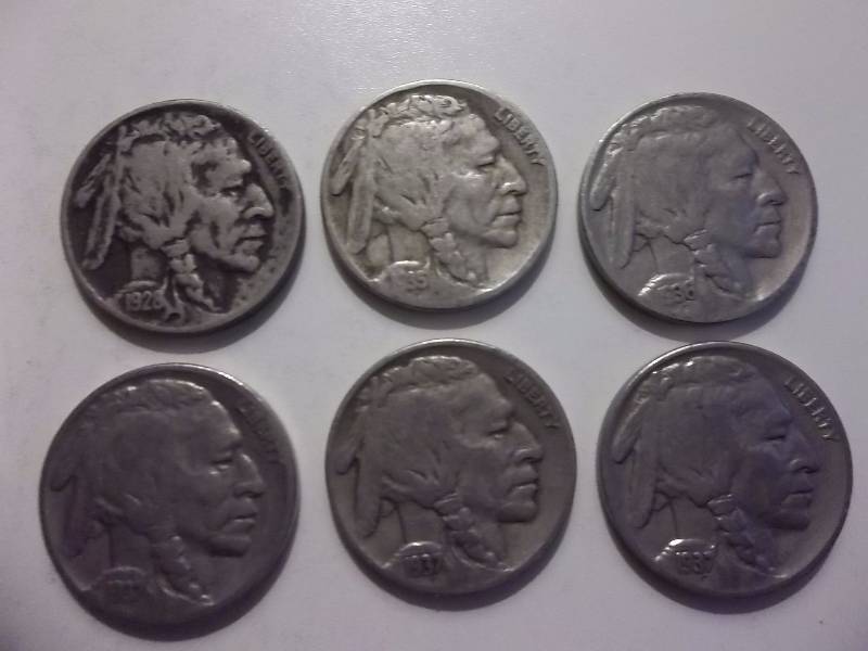 1928 D, 1935, 1936 S, 1937, 1937 D, 1937 S, Buffalo Nickels Readable To Strong Dates