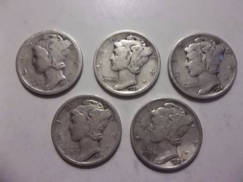 1924, 1924 D, 1924 S, 1928, 1929 D Mercury Dimes Better Grades