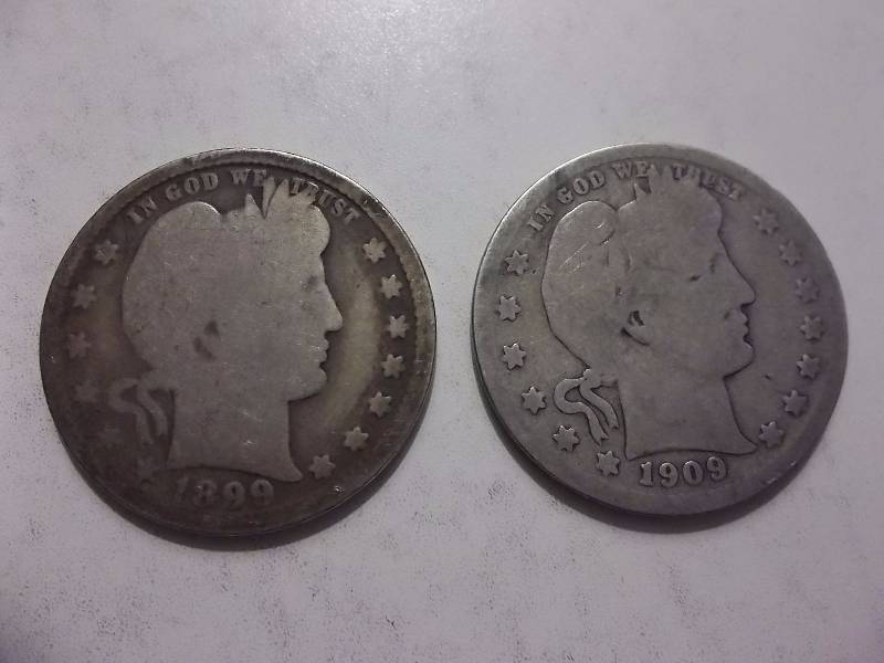 1899, 1909 D Barber Quarters
