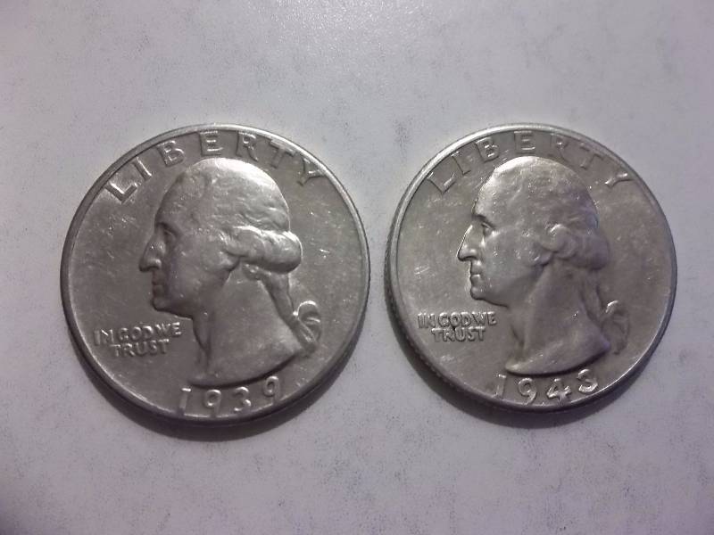 1939, 1943 D Washington Quarters Very High Grade